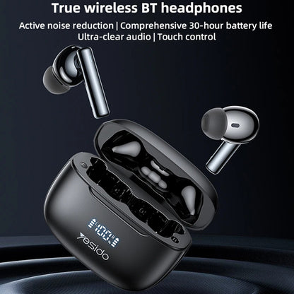 Auricolare Bluetooth Yesido TWS23, TWS, ANC, Nero