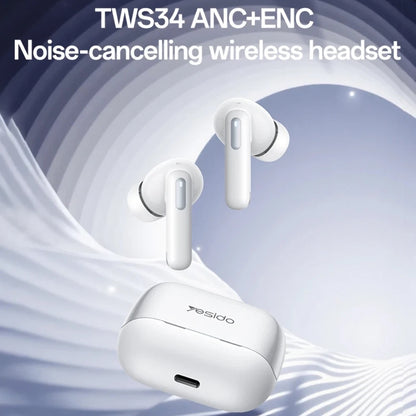Auricolare Bluetooth Yesido TWS34, TWS, ANC, Bianco