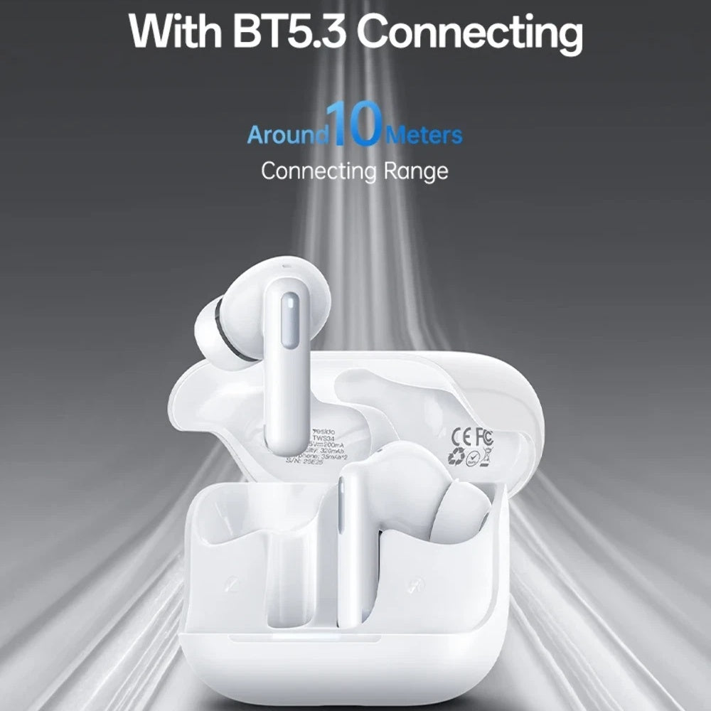 Auricolare Bluetooth Yesido TWS34, TWS, ANC, Bianco