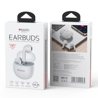 Auricolare Bluetooth Yesido TWS35, TWS, Bianco