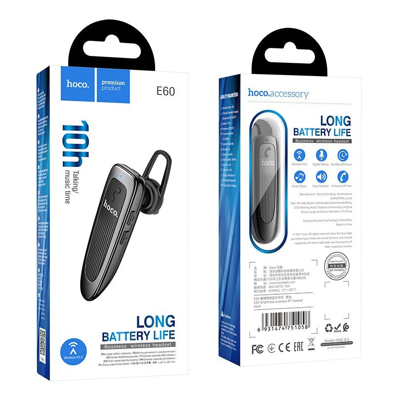 Handsfree Bluetooth HOCO E60 Brightness, A2DP, Nero