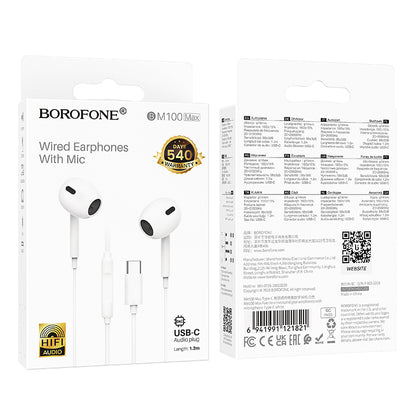 Auricolari USB-C Borofone BM100 Max Fuente, Bianco