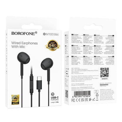 Auricolari USB-C Borofone BM100 Max Fuente, Nero