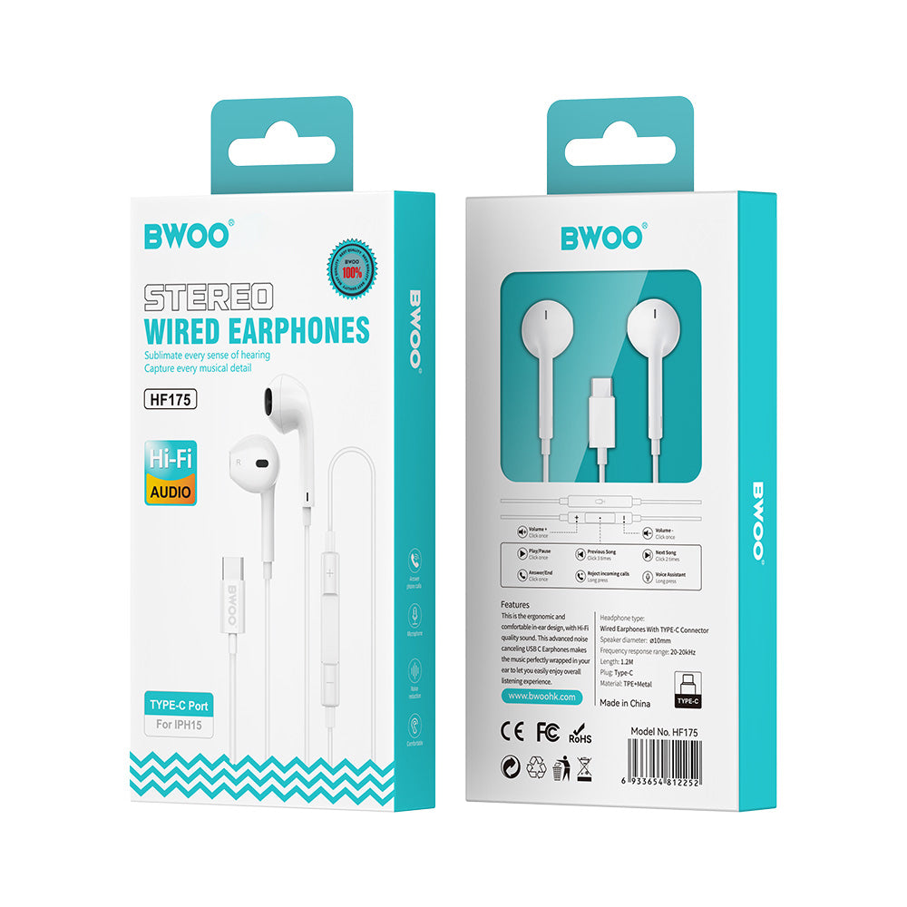 Auricolari USB-C BWOO HF175, Bianco