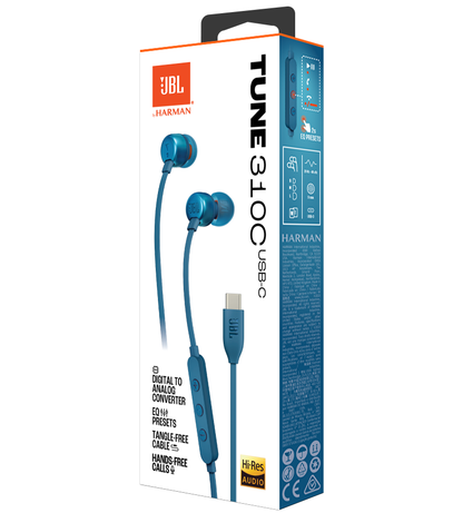 Auricolari USB-C JBL Tune 310C, Blu JBLT310CBLU