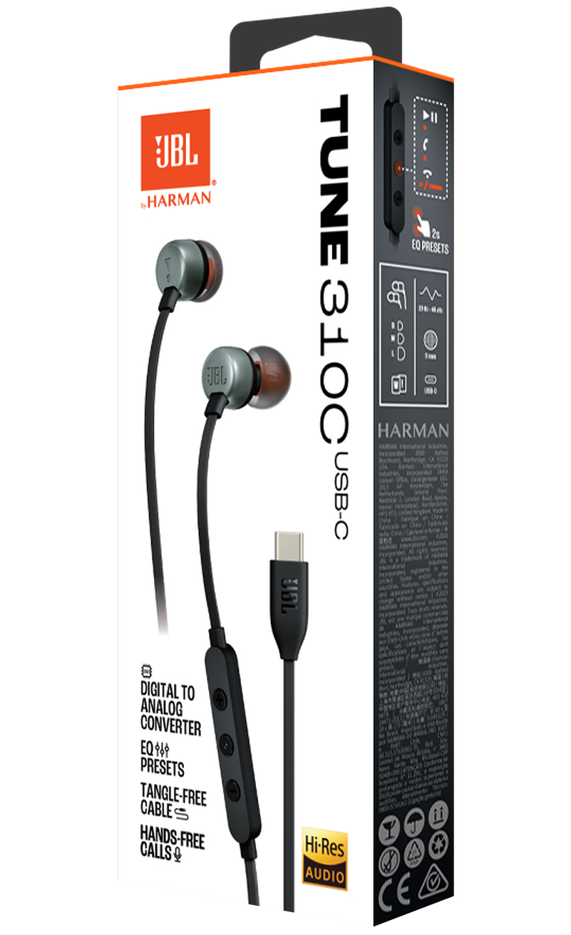 Auricolari USB-C JBL Tune 310C, Nero JBLT310CBLK