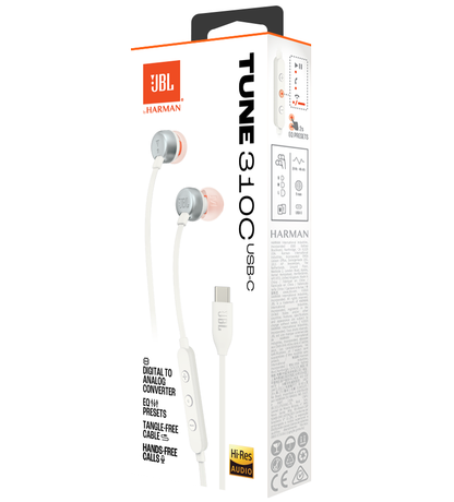 Handsfree USB-C JBL Tune 310C, Bianco JBLT310CWHT