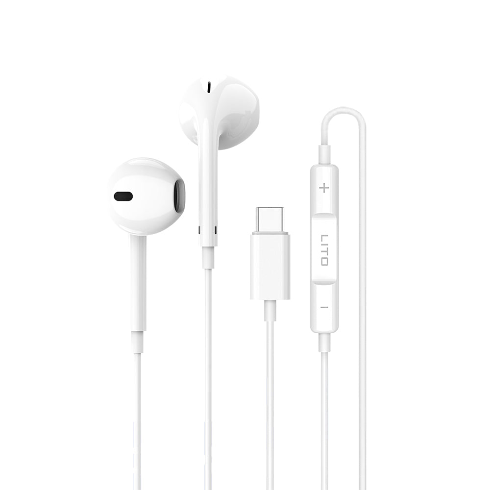 Handsfree USB-C Lito LF01T, 1.2m, Bianco