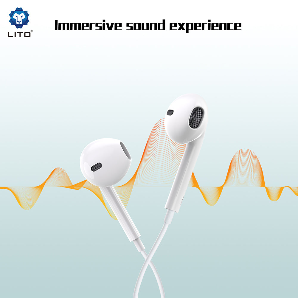 Handsfree USB-C Lito LF01T, 1.2m, Bianco