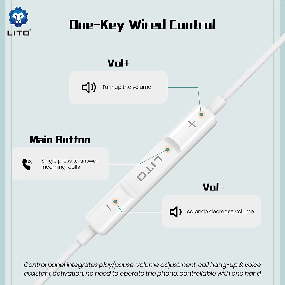 Handsfree USB-C Lito LF01T, 1.2m, Bianco