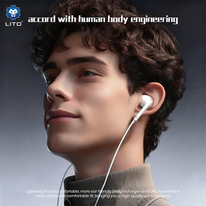 Handsfree USB-C Lito LF01T, 1.2m, Bianco