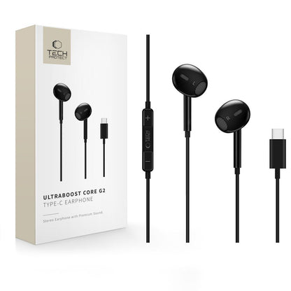 Handsfree USB-C Tech-Protect Ultraboost Core G2, Nero