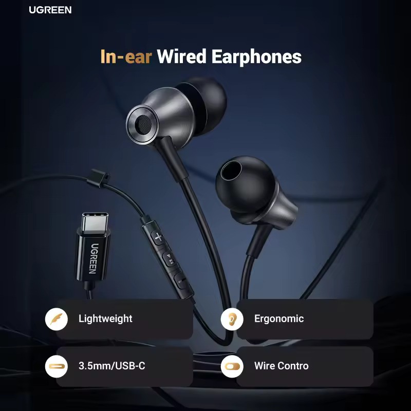 Auricolare USB-C UGREEN EP105, Nero