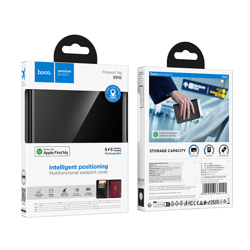 HOCO SmartTag Passport E91G per iOS Series, Nero