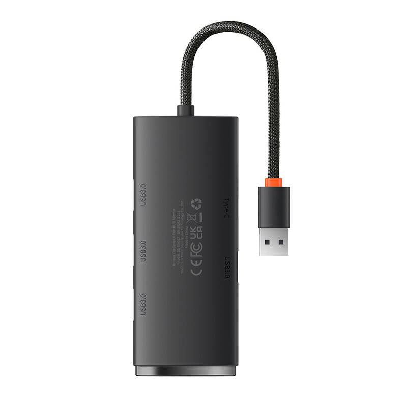 Hub USB Baseus Lite, 4 x USB-A 3.0 - 1 x USB-C, 0,25 m, nero WKQXX030001 