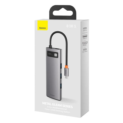 Hub USB-C Baseus, 3 x USB-A 3.0 - 1 x USB-C - 1 x HDMI - 1 x SD - 1 x microSD - RJ45, grigio CAHUB-CV0G