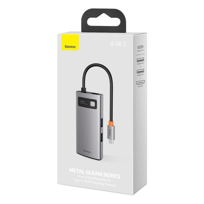 Hub USB-C Baseus Metal Gleam, 2 x USB-A - 1 x USB-C - 1 x HDMI, grigio CAHUB-CY0G