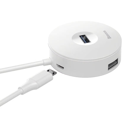 Hub USB Baseus rotondo, 3 x USB-A - 1 x USB-A 3.0, 0,1 m, bianco CAHUB-F02 