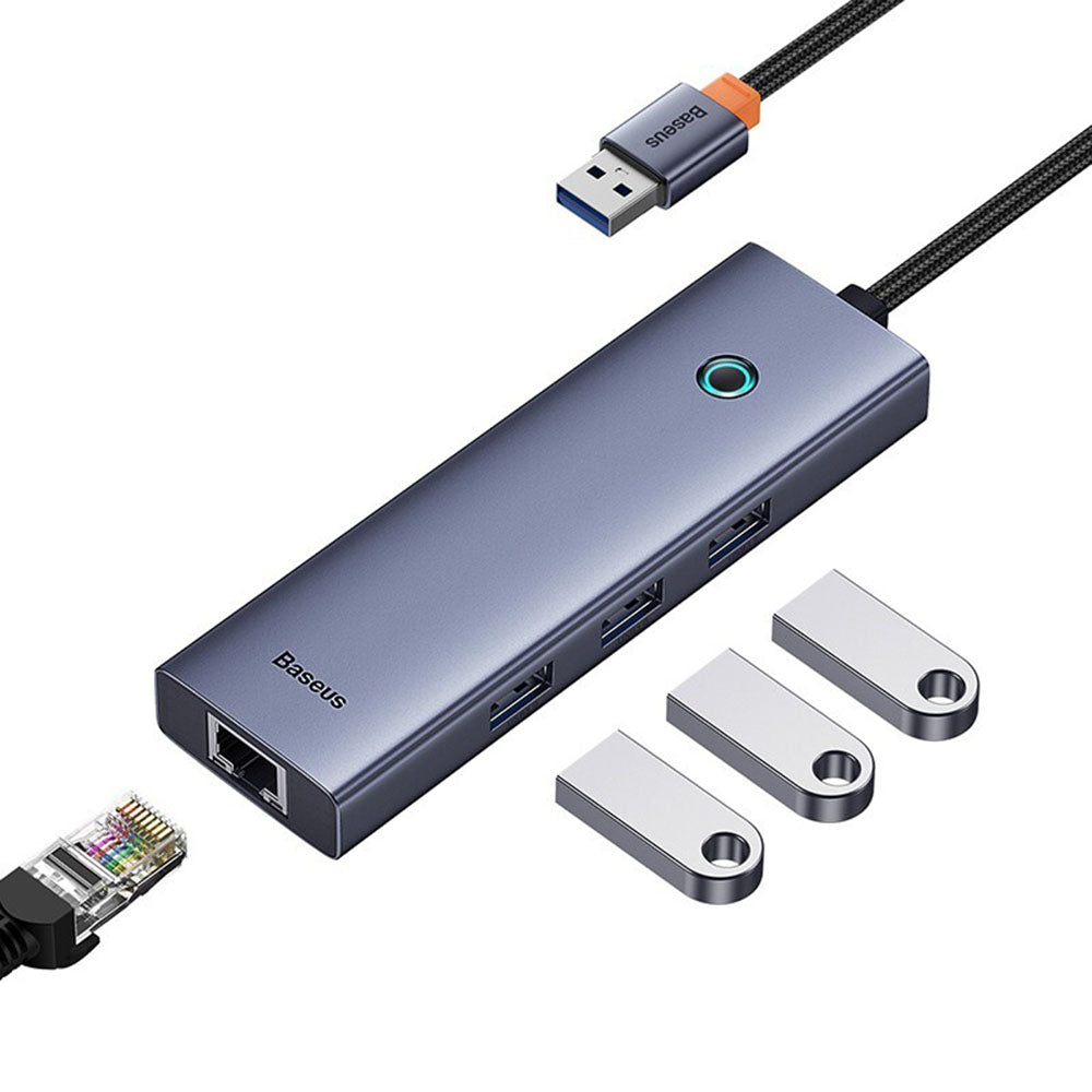 Hub USB Baseus UltraJoy, 3 x USB-A 3.0 - 1 x RJ45, Grigio B0005280A813-01