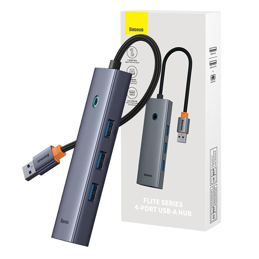 Hub USB Baseus UltraJoy, 3 x USB-A 3.0 - 1 x RJ45, Grigio B0005280A813-01