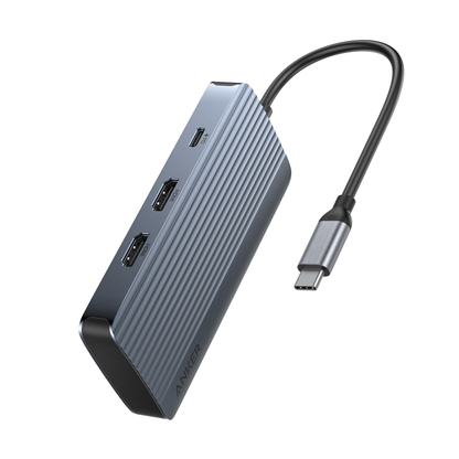 Hub USB-C Anker, 1 x USB-A 3.2 - 3 x USB-A - 1 x USB-C - 2 x HDMI, Grigio A83740A2