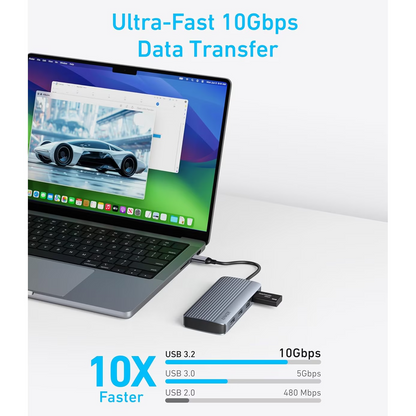 Hub USB-C Anker, 1 x USB-A 3.2 - 3 x USB-A - 1 x USB-C - 2 x HDMI, Grigio A83740A2