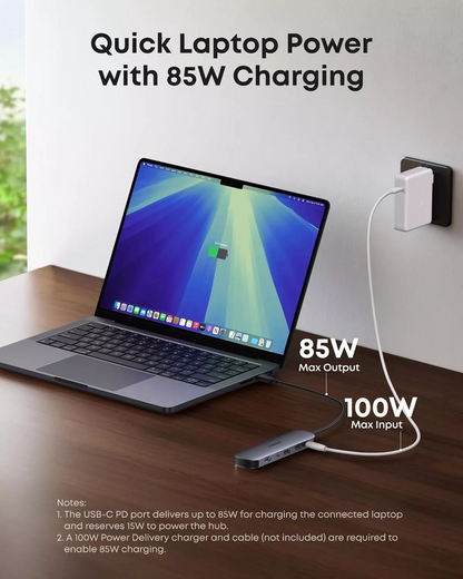 Hub USB-C Anker, 2 x USB-A 3.0 - 2 x USB-C - 1 x HDMI - 1 x SD - 1 x microSD, Grigio A83D2HA1