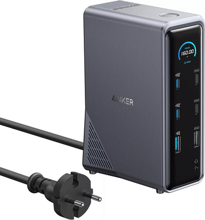 Hub USB-C Anker Prime 737, 2 x USB-A 3.0 - 3 x USB-A - 5 x USB-C - 2 x HDMI - 1 x Jack 3.5mm - 1 x RJ45, Nero A83B63A1