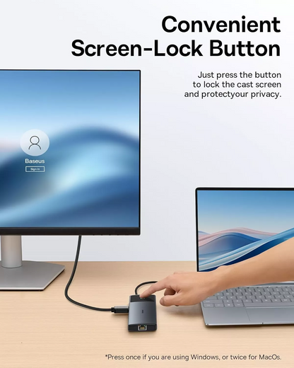 Hub USB-C Baseus Dual Display, 1 x USB-A 3.0 - 2 x USB-A - 2 x USB-C - 2 x HDMI - 1 x RJ45 - 1 x SD - 1 x microSD, Nero B00061800123-01