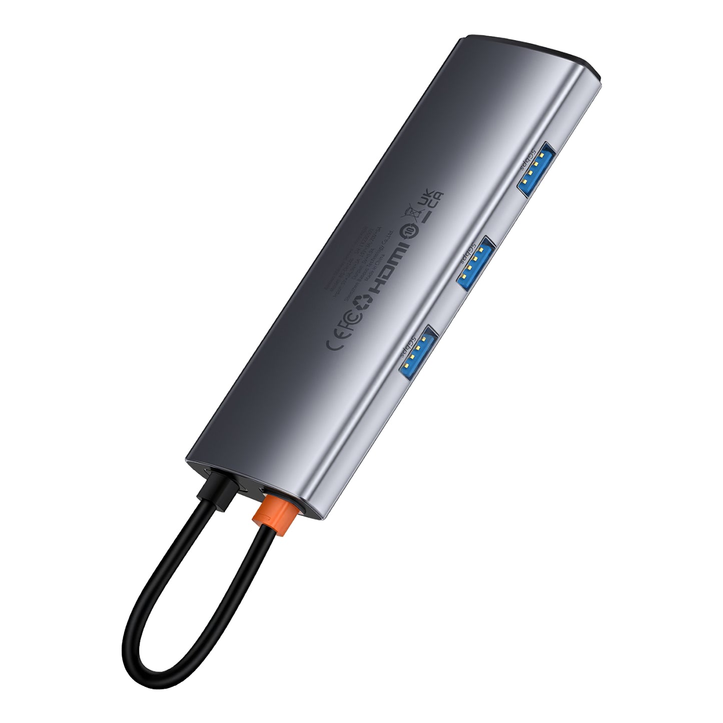 Hub USB-C Baseus Joystar, 3 x USB-A 3.0 - 1 x USB-C - 1 x HDMI - 1 x SD - 1 x microSD, argento B0003070881111-00 