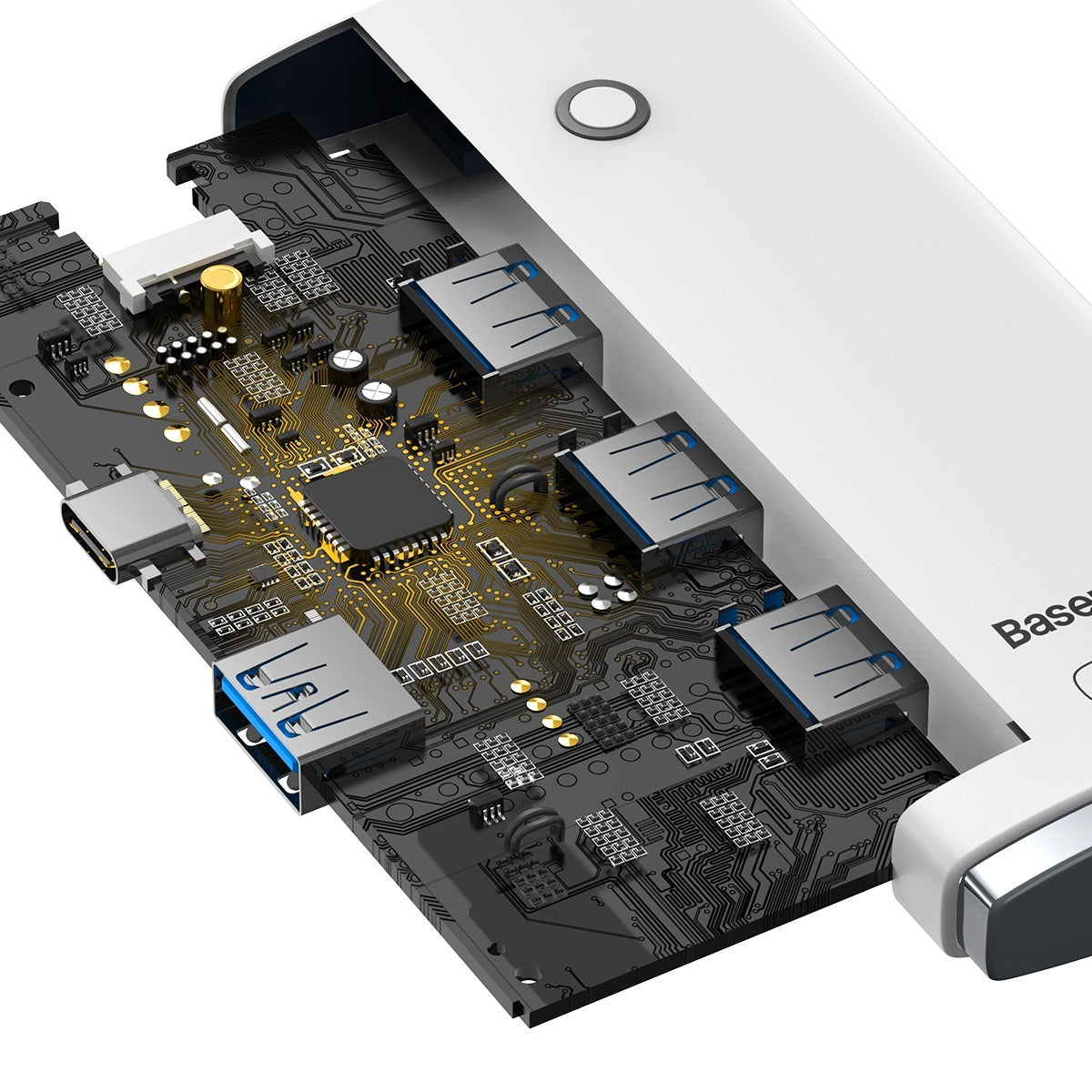 Hub USB-C Baseus Lite, 4 x USB-A 3.2, 2m, Bianco