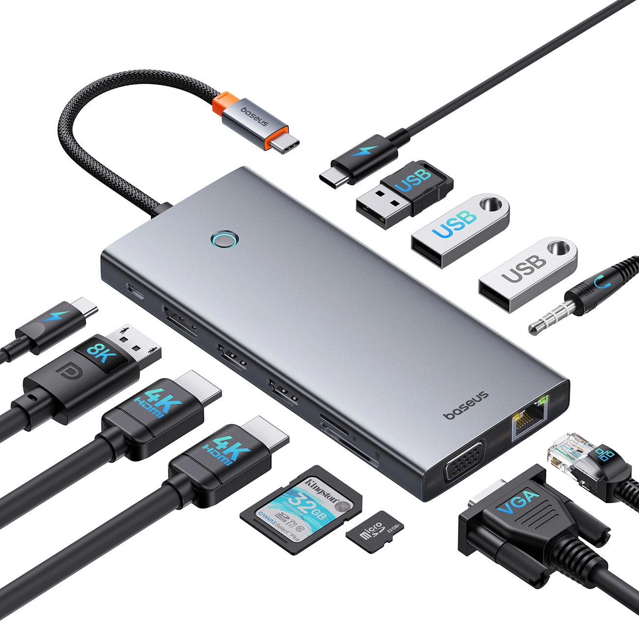 Hub USB-C serie PortalJoy di Baseus, 13in1, grigio B00053002811-01