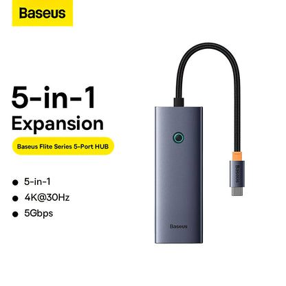 Hub USB-C Baseus UltraJoy, 4 x USB-A 3.0 - 1 x HDMI, grigio B00052809813-00 