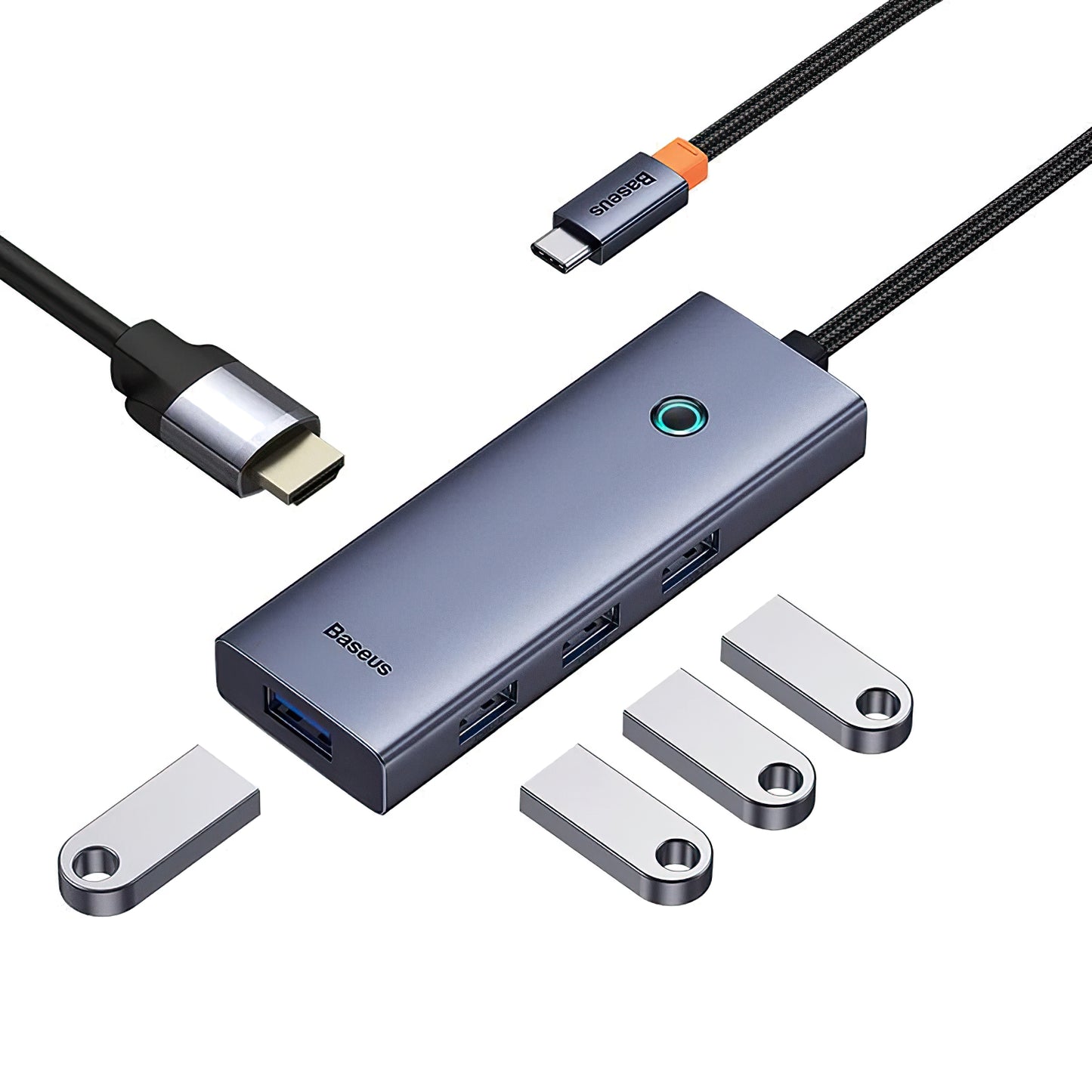 Hub USB-C Baseus UltraJoy, 4 x USB-A 3.0 - 1 x HDMI, grigio B00052809813-00 