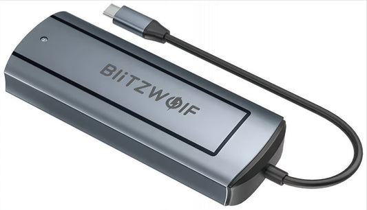 Hub USB-C BlitzWolf BW-Neo TH13, 3 x USB-A 3.0 - 1 x USB-C - 1 x Display Port - 1 x Interfaccia SSD, Grigio