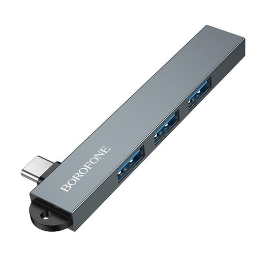 Hub USB-C Borofone FH1A, 4in1, Grigio