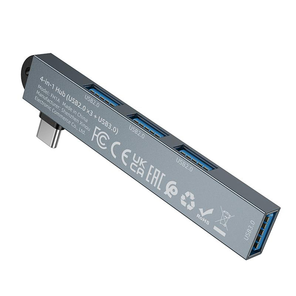 Hub USB-C Borofone FH1A, 4in1, Grigio
