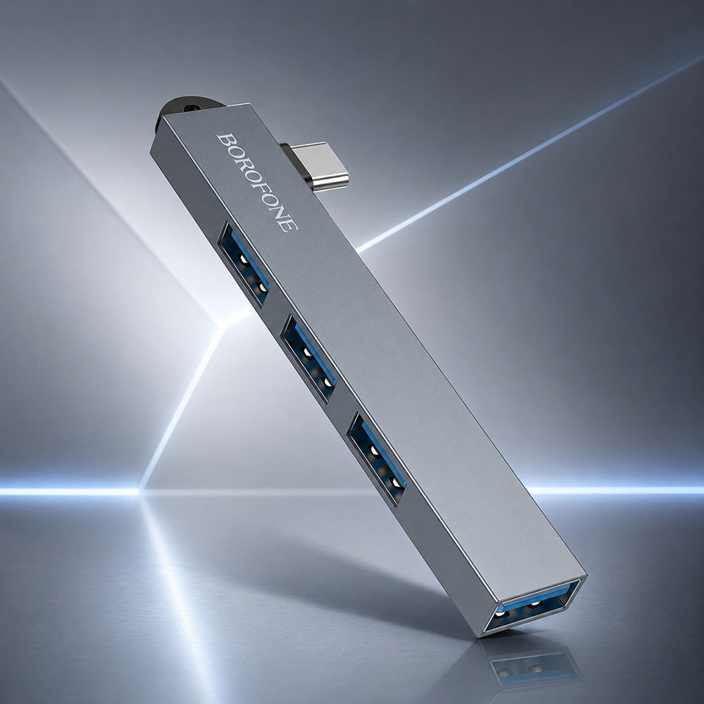 Hub USB-C Borofone FH1A, 4in1, Grigio