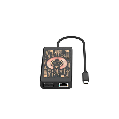 Hub USB-C con Ricarica Wireless QI Qualo QTPB5-HUB-18, 9in1, Grigio