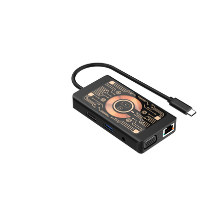 Hub USB-C con Ricarica Wireless QI Qualo QTPB5-HUB-18, 9in1, Grigio