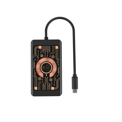 Hub USB-C con Ricarica Wireless QI Qualo QTPB5-HUB-18, 9in1, Grigio