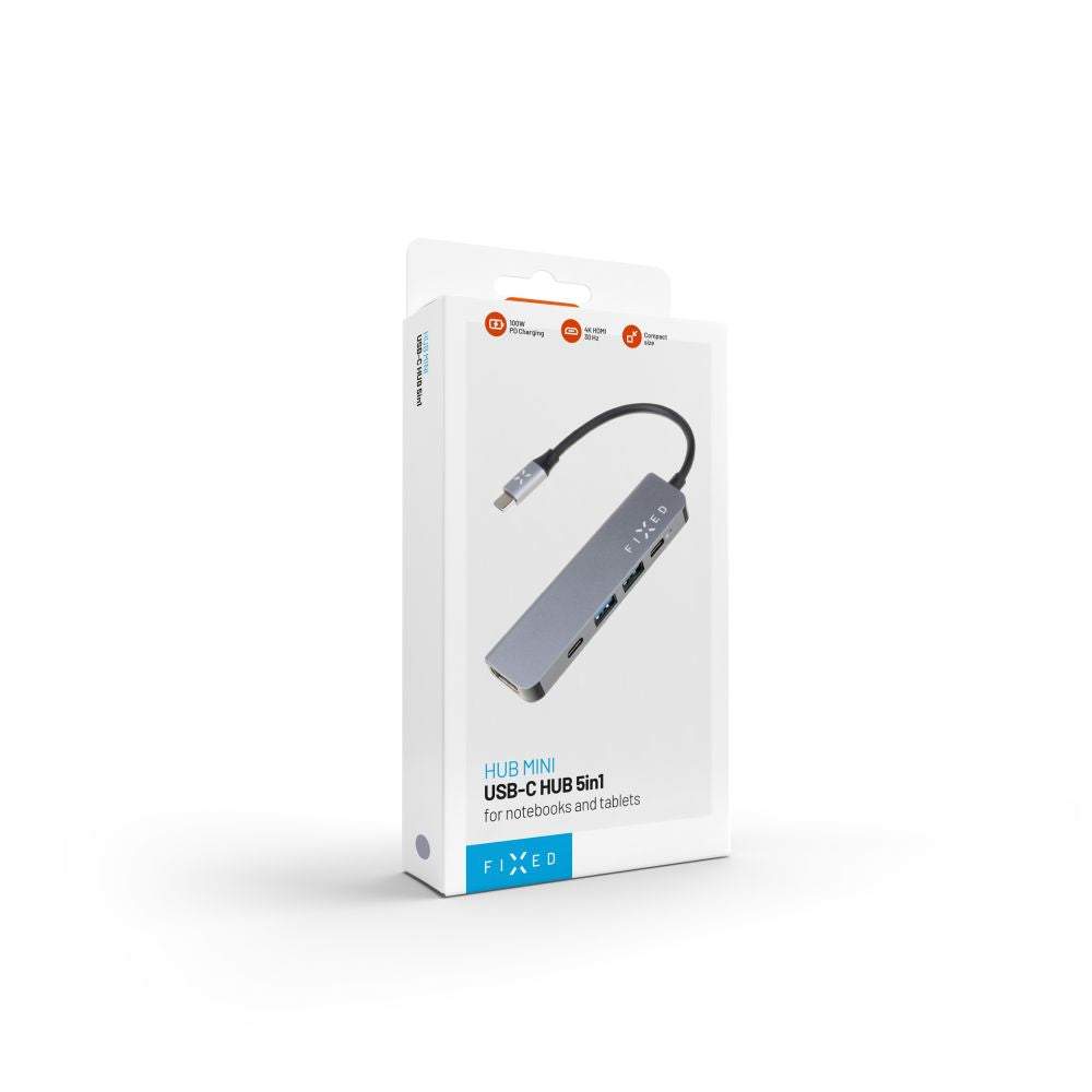Hub USB-C Fixed, 4in1, Grigio