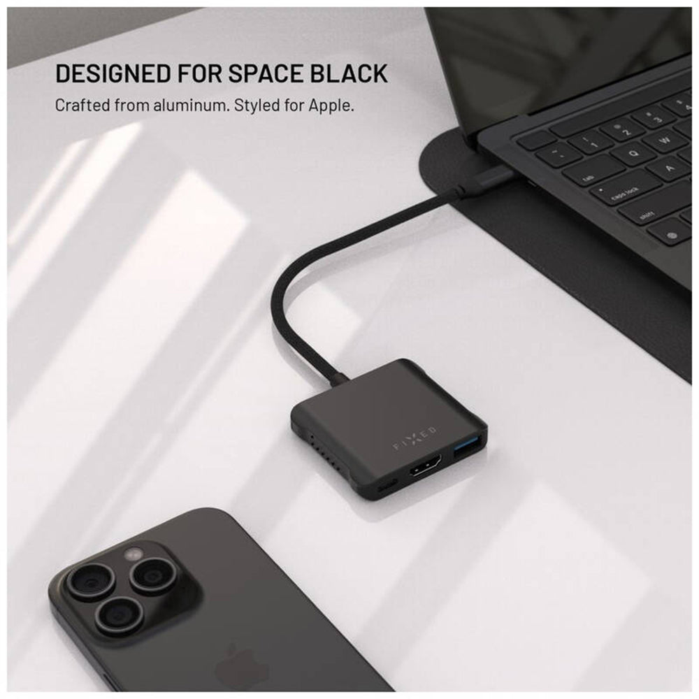 Hub USB-C Fixed Quadri, 5in1, Nero