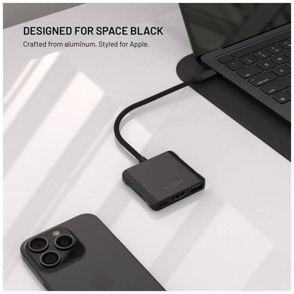 Hub USB-C Fixed Quadri, 5in1, Nero
