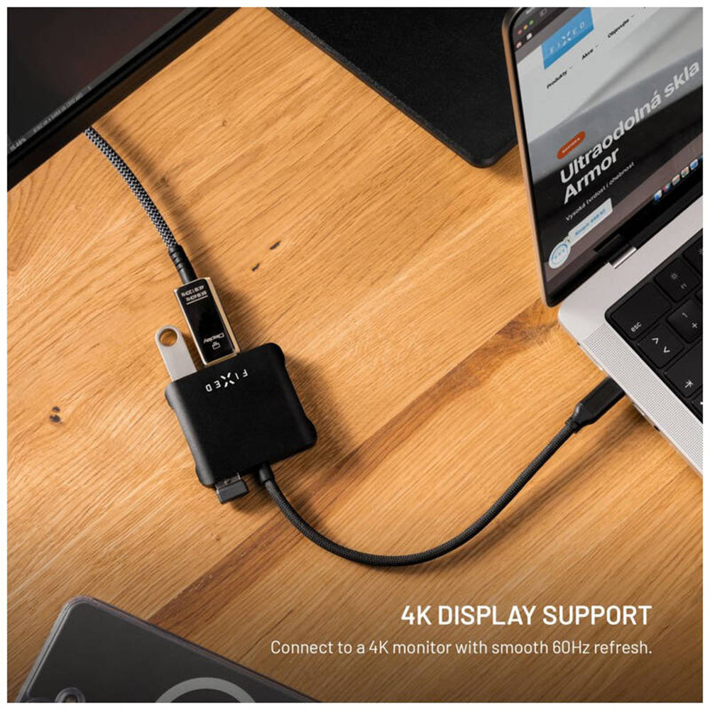 Hub USB-C Fixed Quadri, 5in1, Nero