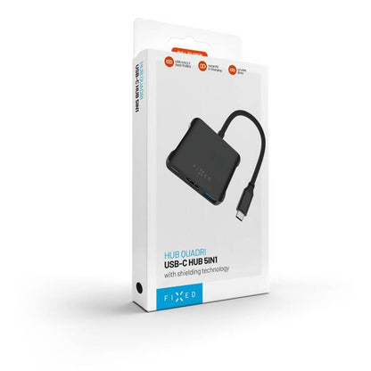Hub USB-C Fixed Quadri, 5in1, Nero