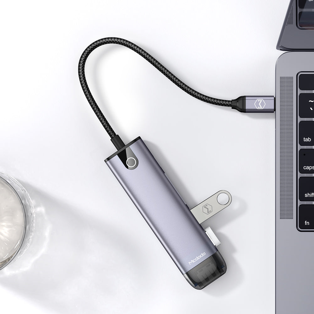 Hub USB-C McDodo HU-7740, 6in1, Grigio