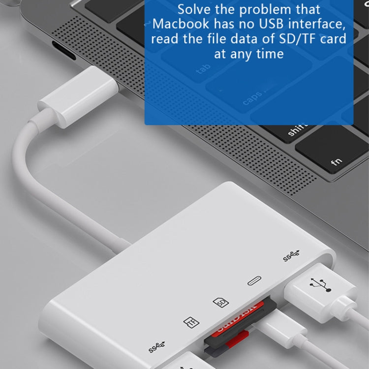 Hub USB-C OEM NK-1032TC, 2 x USB-A - 1 x USB-C - 1 x SD - 1 x microSD, bianco 