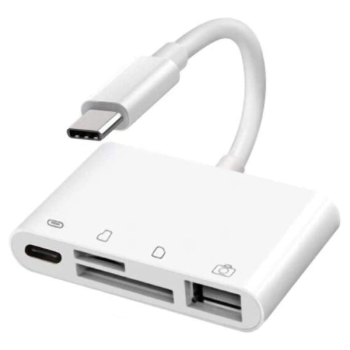 Hub USB-C OEM NK108LTC, 1 x USB-A - 1 x USB-C - 1 x SD - 1 x microSD, bianco 