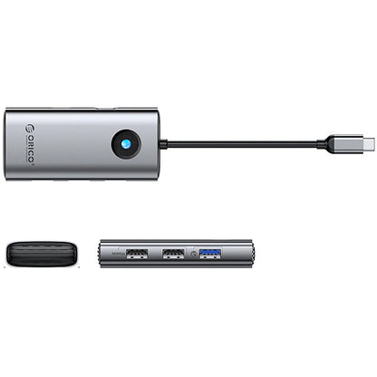 Hub USB-C Orico PW11-5P, 1 x USB-A 3.0 - 2 x USB-A - 1 x USB-C - 1 x HDMI, Grigio